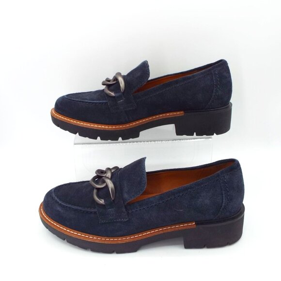 Earth Blue Suede Buckle Loafers Size 8.5M - Picture 2 of 11